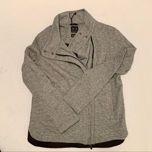 Armani Exchange Grey & Black Zip Front Sweater